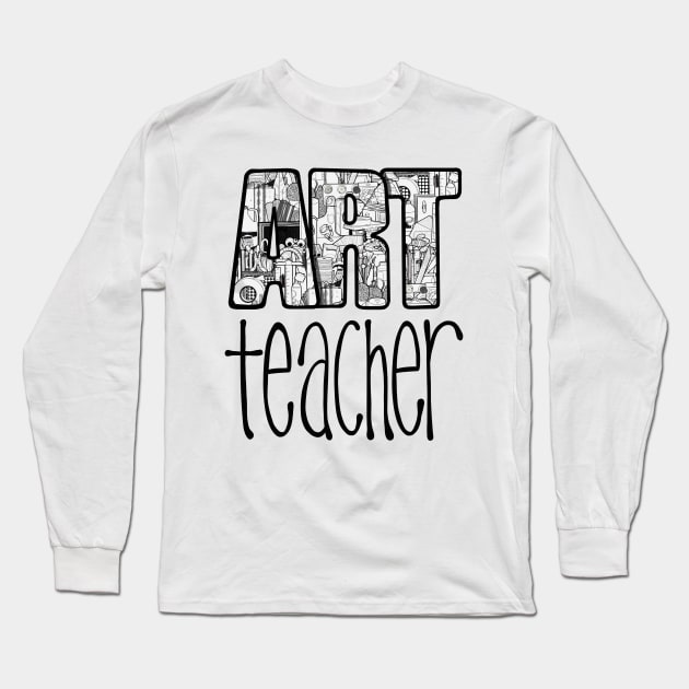 Art Teacher Doodle Supplies Cartoon Long Sleeve T-Shirt by The Craft ACE